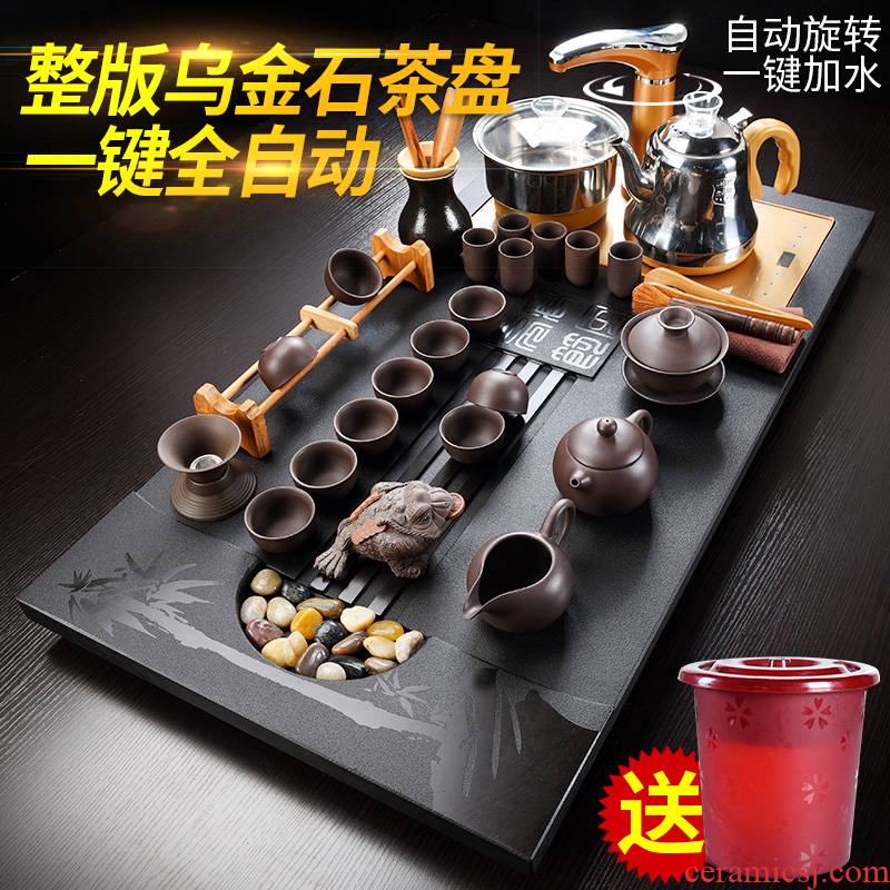 Beauty cabinet blocks sharply stone tea set domestic tea tray automatic kung fu zisha teapot tea cups of tea