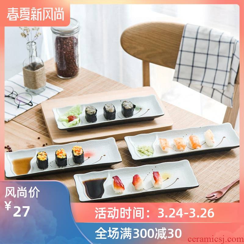 Ceramic creative dinner plate plate plate of rectangular plate plate under the Japanese glaze color plate sushi plate plate
