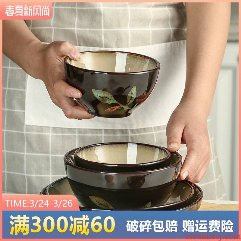 Yuquan colored 4.5 inch bowl creative hand - made Korean ceramics glaze color soup tureen plates plate under 8 "home