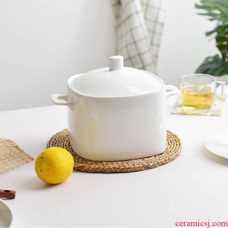 Tangshan lead - free pure white ipads porcelain 10 inches square, Korean goods pot ceramics tableware suit soup pot large soup bowl