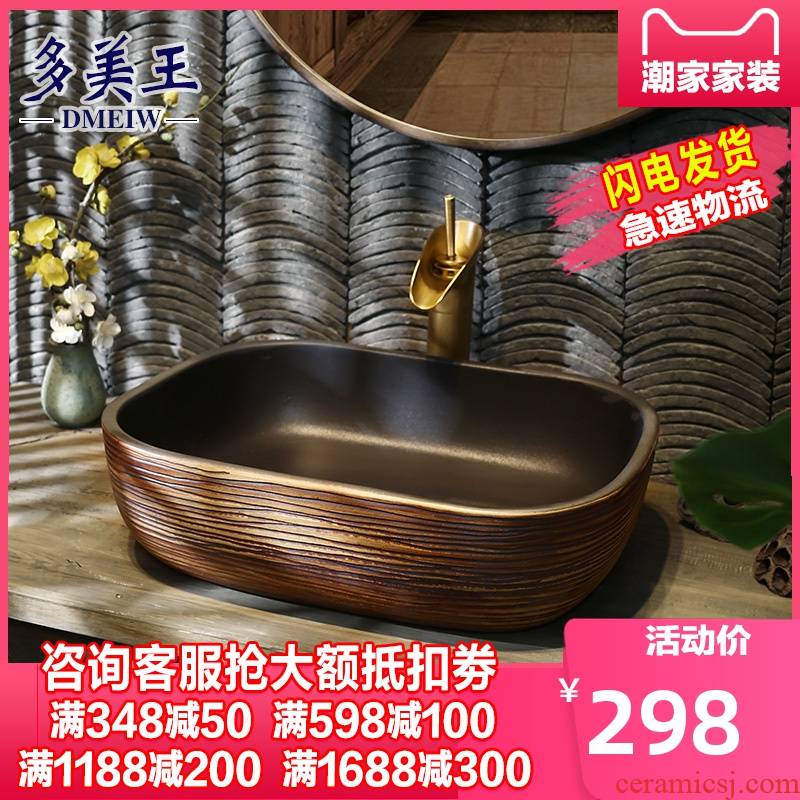What king of Chinese ceramic lavabo household art basin pool sinks fangyuan red lines on the stage basin restoring ancient ways
