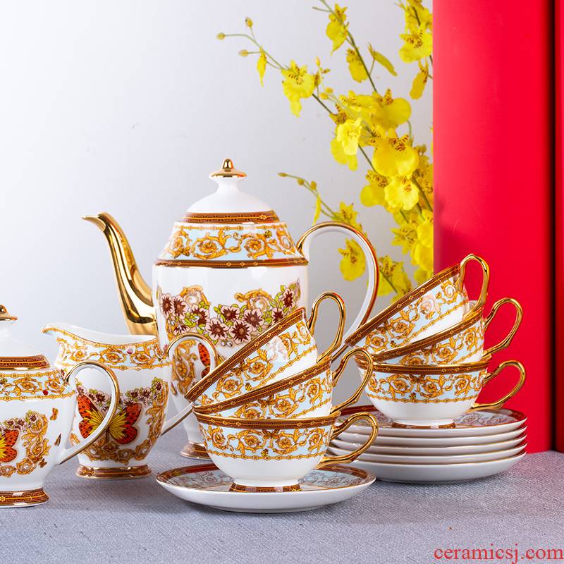 15 head butterfly farm up phnom penh ipads China coffee cups and saucers suit household light modern key-2 luxury afternoon tea tea set
