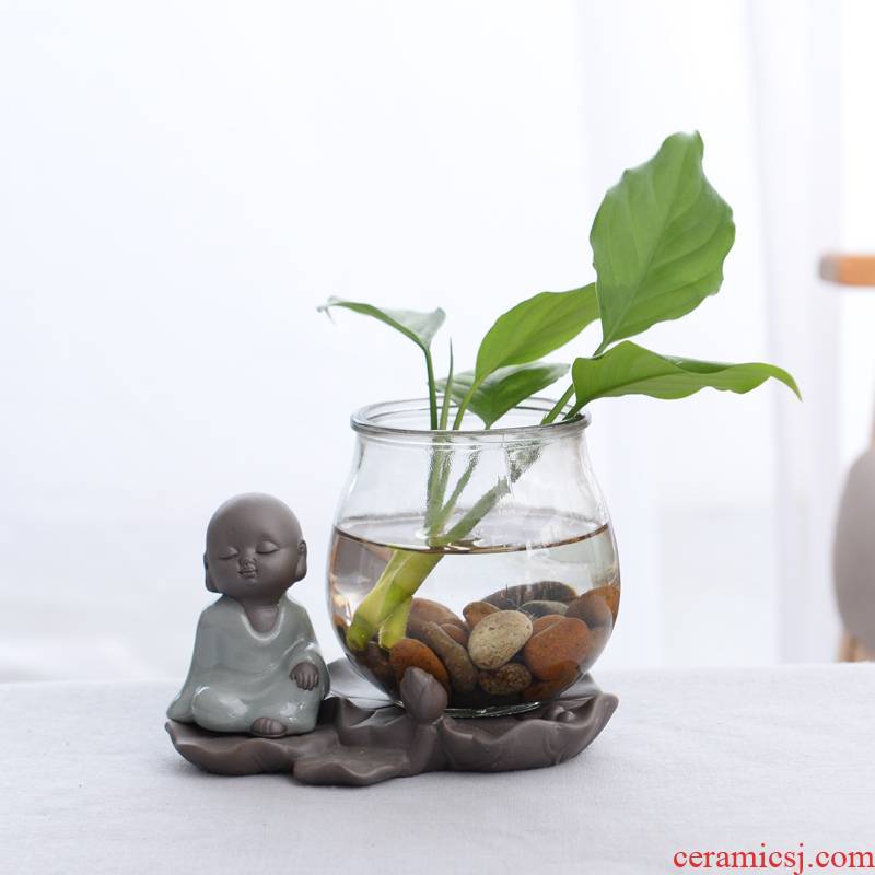 Water have other ceramic flower pot glass vase monk zen furnishing articles white palm lucky bamboo grass cooper hydroponic container