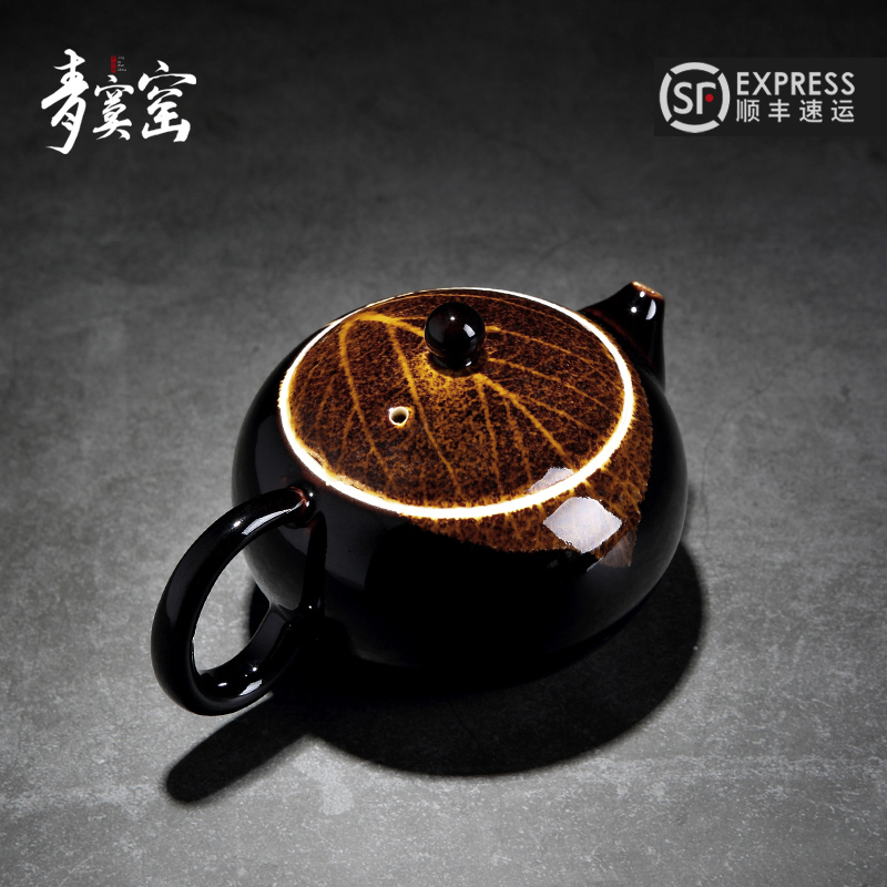 Kiln jingdezhen ceramic green obscure konoha temmoku light household teapot kung fu tea set manually set the teapot