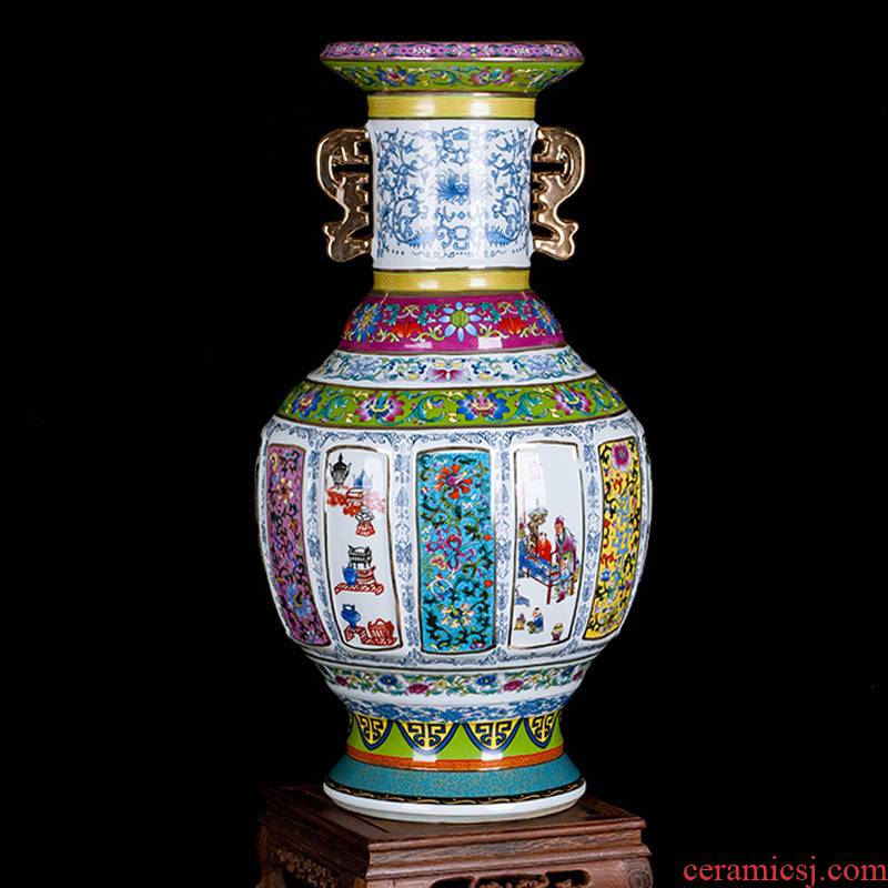 Jingdezhen ceramics porcelain imitation qianlong years wanda, vases, home sitting room of Chinese style classic decorative crafts