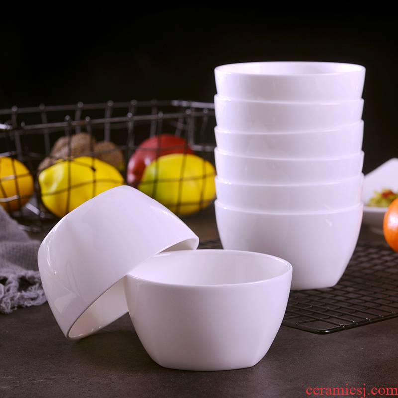 Under the glaze color ipads 10 pack 】 【 square rice bowls jingdezhen porcelain household contracted ceramic bowl set type