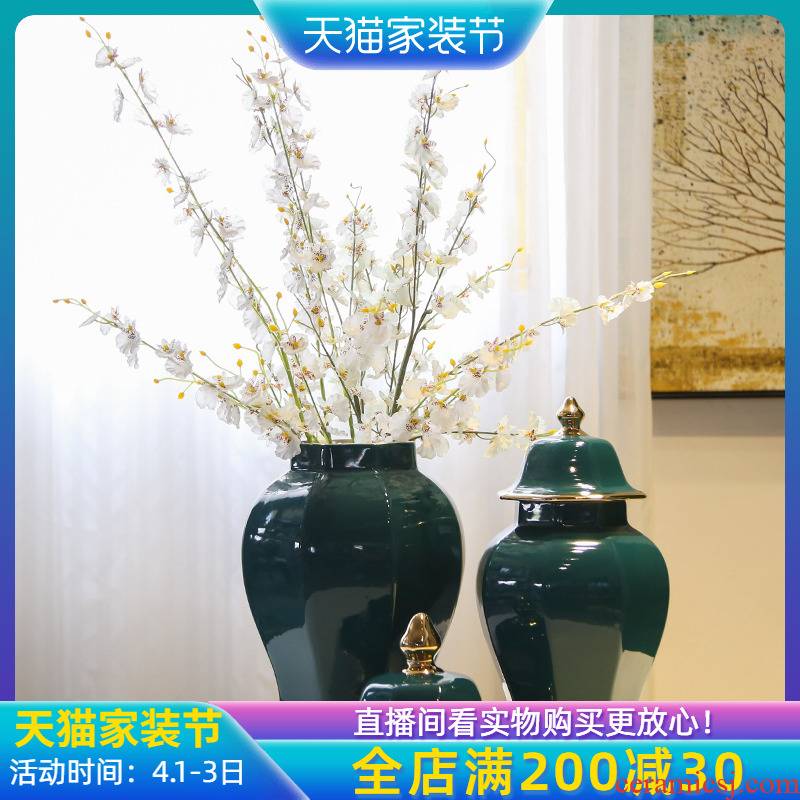 Jingdezhen new Chinese style originality gold - plated flower is placed between example hotel general pot vase in the sitting room porch decoration