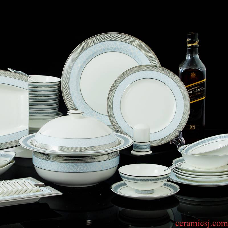 Far industry - European - style key-2 luxury ipads porcelain tableware suit dishes of jingdezhen ceramic porcelain gift set blue dream