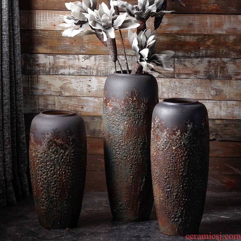The Big vase furnishing articles sitting room ground do old coarse pottery flower arranging bottles home furnishing articles of handicraft ceramic pottery decoration