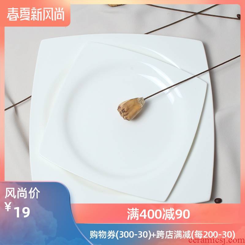 Pure white creative abnormity square ipads China rural wind plate beefsteak dish dish dish western - style food tableware suit