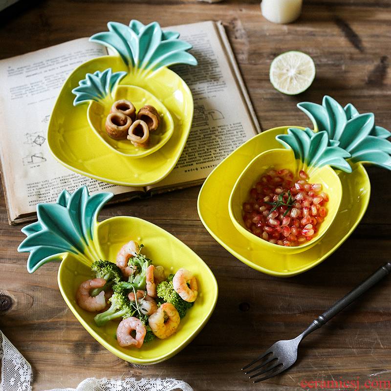Ins pineapple fruit bowl bowl ceramic creative nice move household breakfast, lovely salad bowl dessert 0