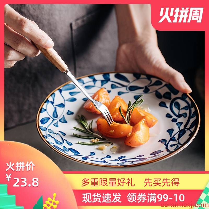 Creative hand - made ceramic tableware suit dish dish dish plate rib platter home dinner plate FanPan flat disc