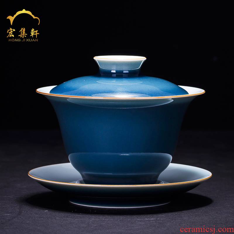 To use tureen large tea sets jingdezhen ceramic blue mercifully only three hand Bowl kung fu ji the qing offering a cup of tea cups