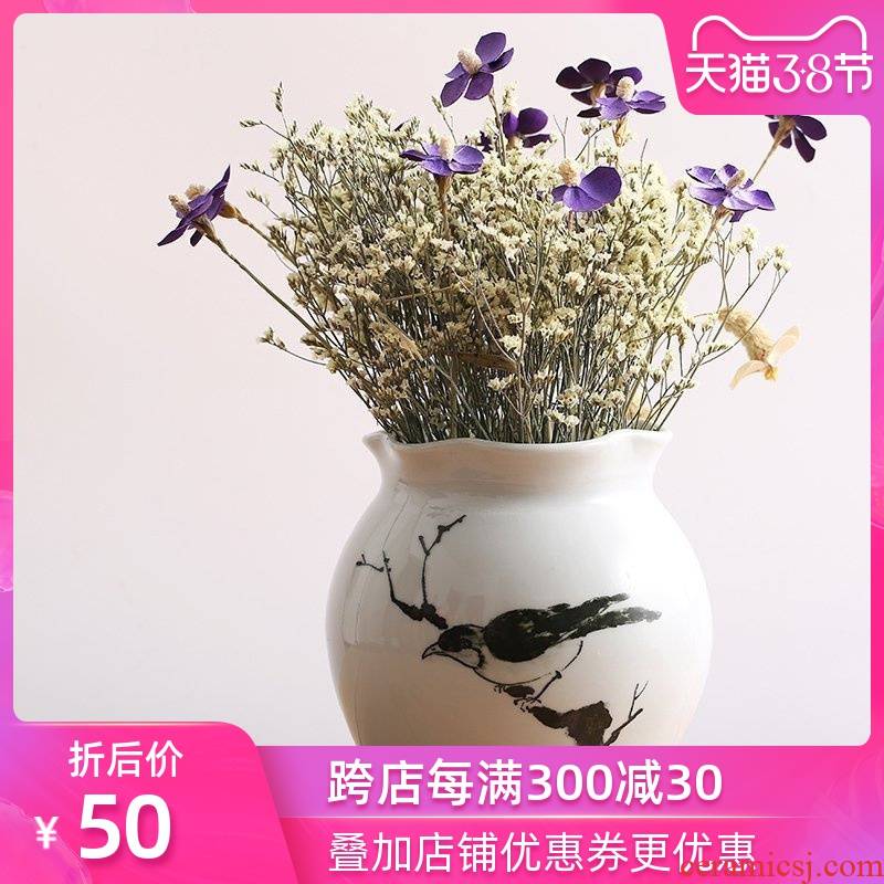 Art show I and contracted hand - made ceramic vases, dried flowers of new Chinese style suit jingdezhen porcelain desktop furnishing articles in the living room