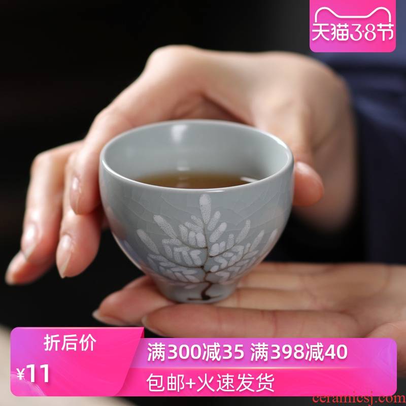 Poly real kung fu sheng ru up ceramic cups sample tea cup masters cup slicing can raise hand draw little single cup your porcelain bowl