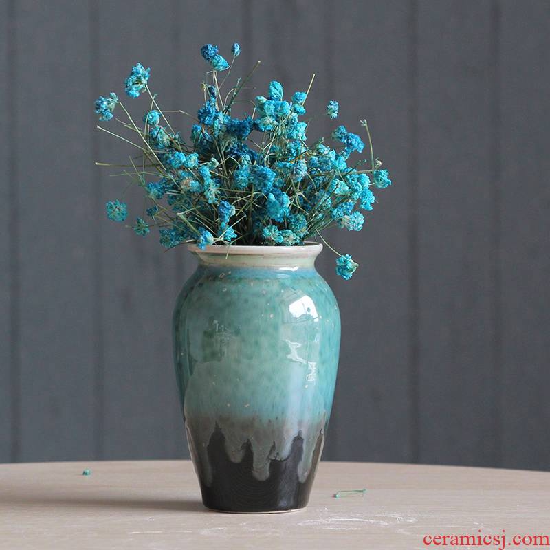 Jingdezhen ceramic creative flow porcelain glaze small vase household adornment hydroponic flowers inserted grass cooper