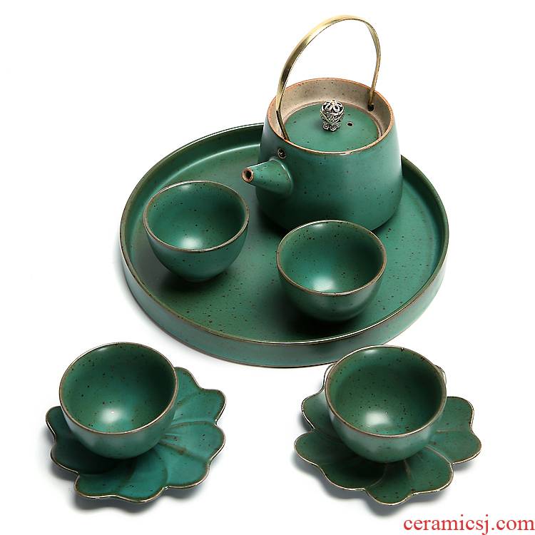 Japanese creativity of a complete set of kung fu tea set coarse pottery small girder teapot teacup set of ceramic tea tray was gift box