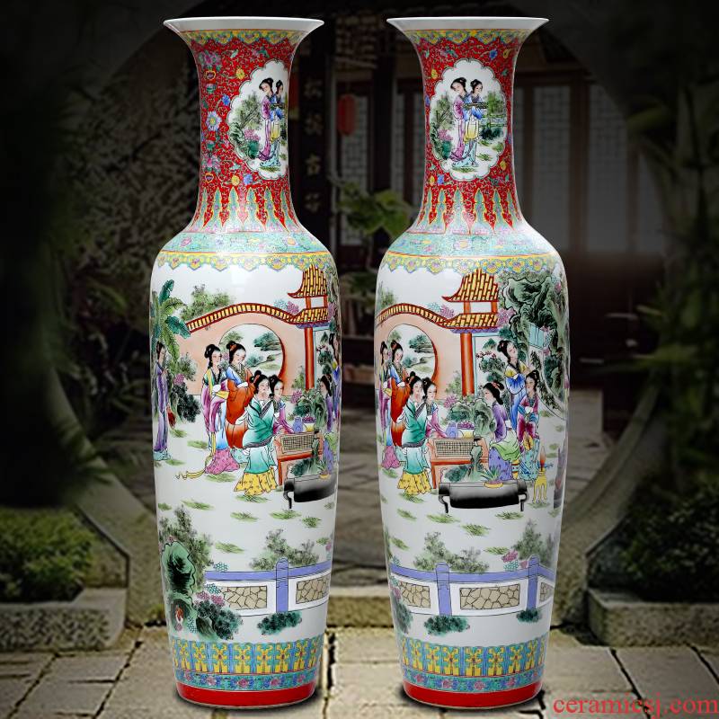Jingdezhen ceramic hand - made jinling twelve women of large vase that occupy the home sitting room place adorn article the opened the gift