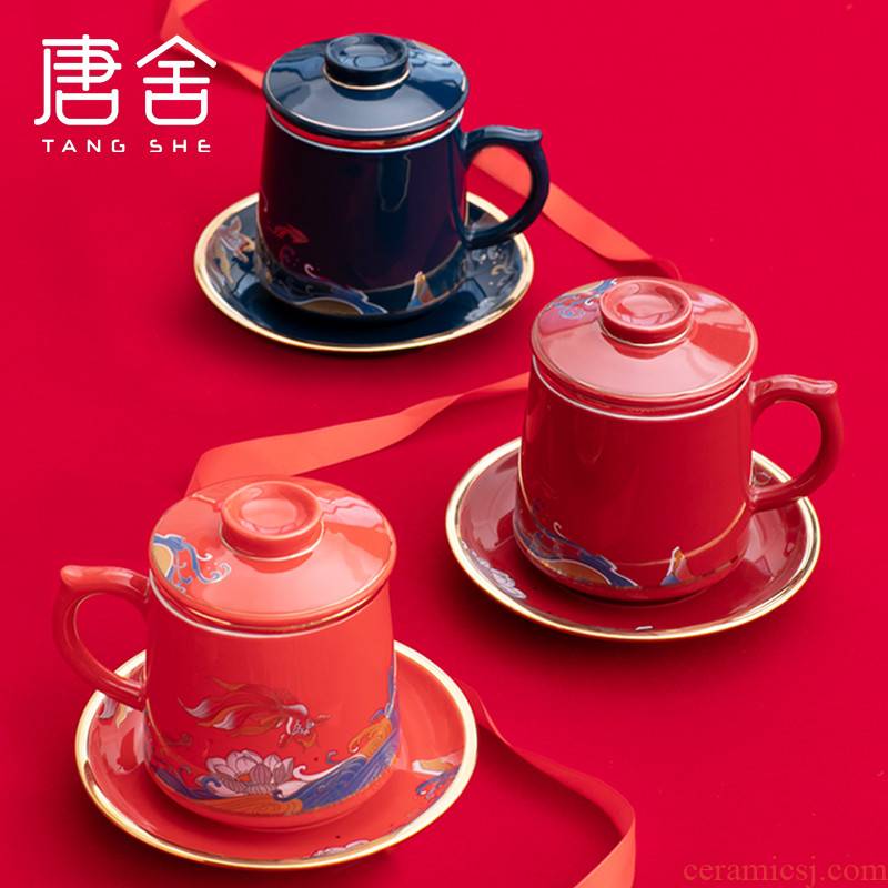 Don difference up paint office cup household with cover filter individual cup of jingdezhen ceramic tea cup cup tea separation