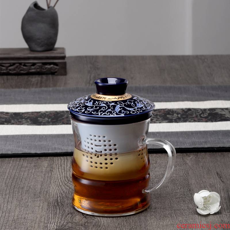 A garden international office tea cup tea separation ceramic filtration home three cup glass cup with cover