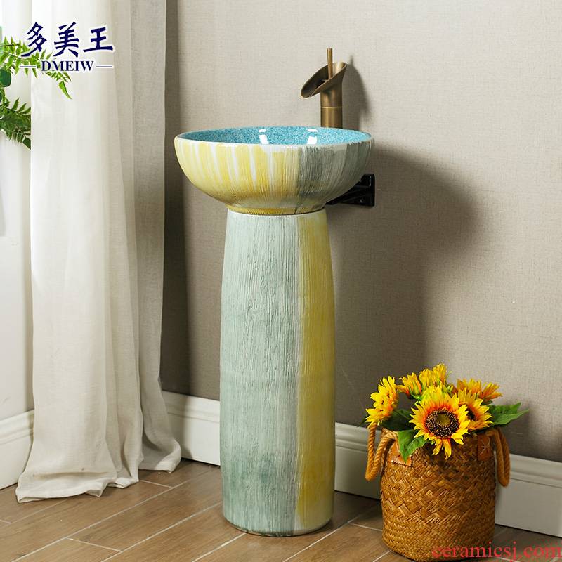 Ceramic column basin integrated basin floor is suing the column type lavatory courtyard vertical sink sink