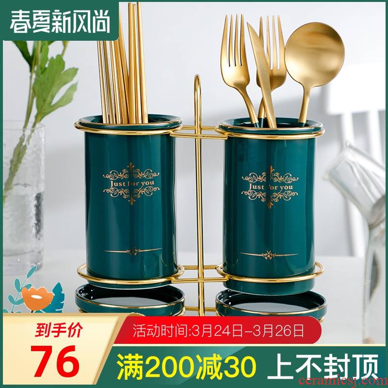 Ceramic chopsticks cage shelf household utensils receive a box of multi - functional kitchen from'm chopsticks spoon the receive tube of waterlogging under caused by excessive rainfall