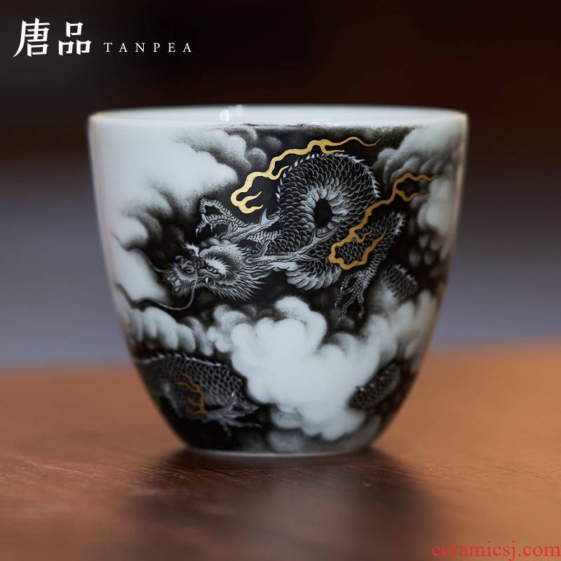 Color ink paint YunLongWen antique porcelain cups manual song dynasty 's four claw dragon master of jingdezhen ceramic single CPU