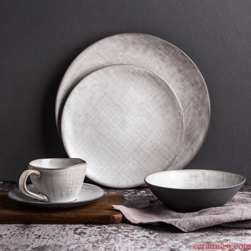 Lototo creative Japanese ceramics tableware household dish dish dish cloth flat salad plate steak plate breakfast tray