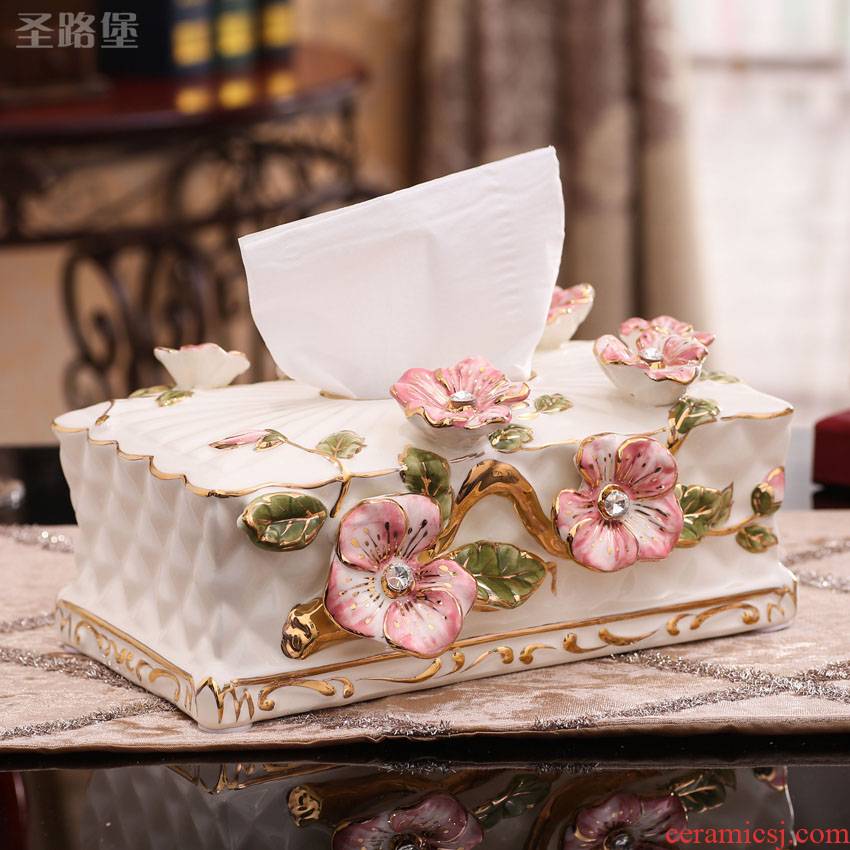 European rural ceramic tissue box house sitting room color carton furnishing articles wedding gifts home decoration