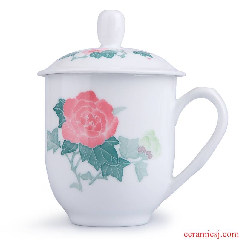 Xiang feels ashamed up glaze colorful large cups porcelain ceramic cup hibiscus countries under the hand - made process thin foetus boss cup
