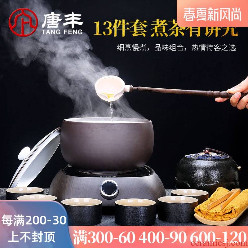 A Warm tea exchanger with the ceramics Tang Feng boiling tea ware black tea tea bowl points electric TaoLu kung fu tea, black pottery kettle