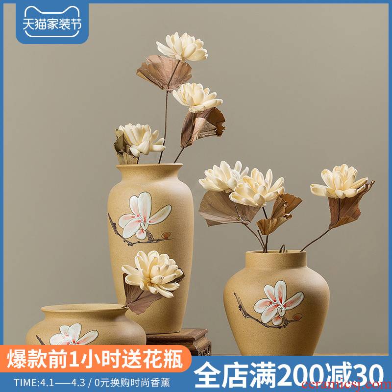 New Chinese style hand - made ceramic vase large sitting room place flower arranging flowers home wine dried flower adornment ornament
