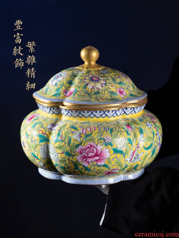 Jia lage jingdezhen ceramic furnishing articles YangShiQi up is yellow see colour flower pot desktop pastel porcelain furnishing articles