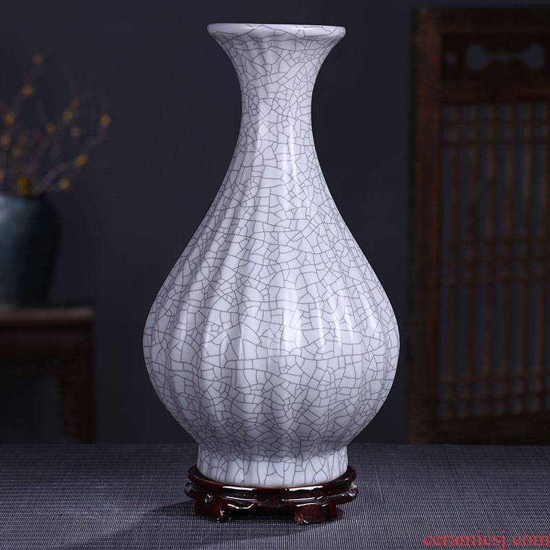 Jingdezhen ceramic furnishing articles archaize crack vases, the sitting room is the study of new Chinese style rich ancient frame decoration porcelain of arranging flowers