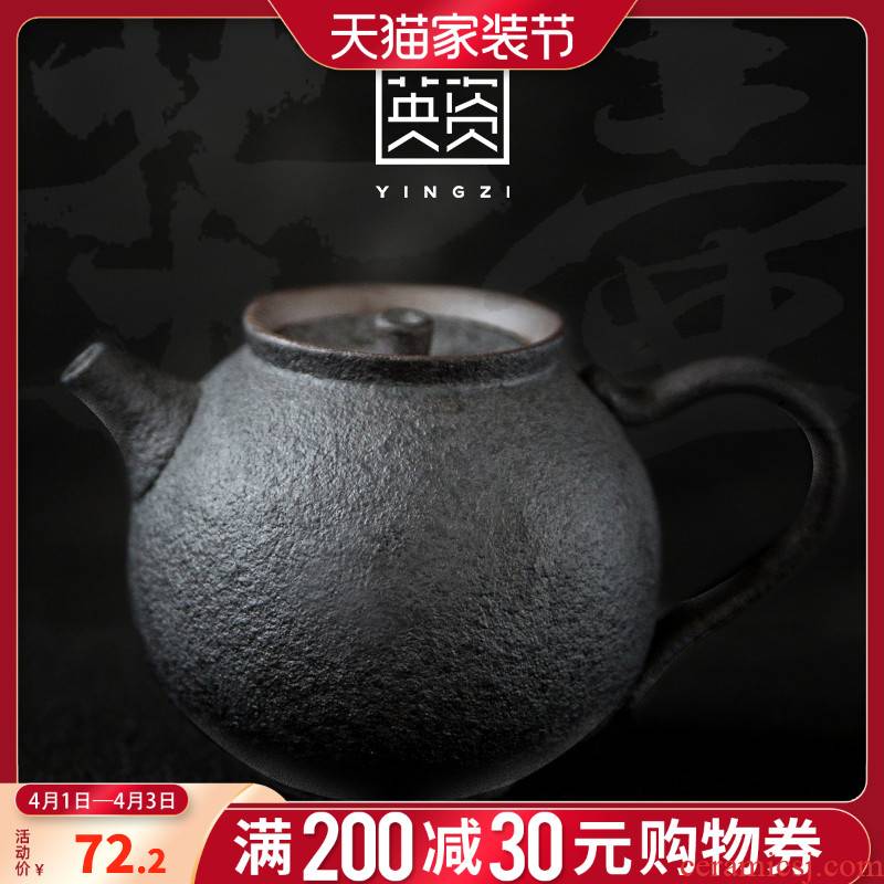 Yellow sand coarse pottery little teapot ceramic filter teapot kung fu tea set large capacity single pot of zen tea tea