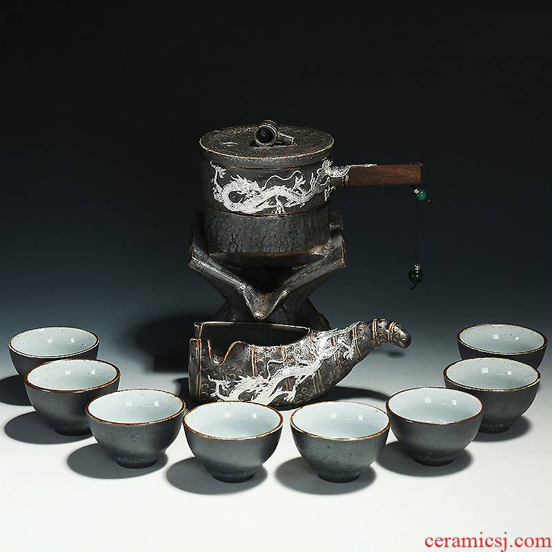 Retro longteng semi - automatic household cup tea set lazy kung fu tea ware fambe ceramic teapot group