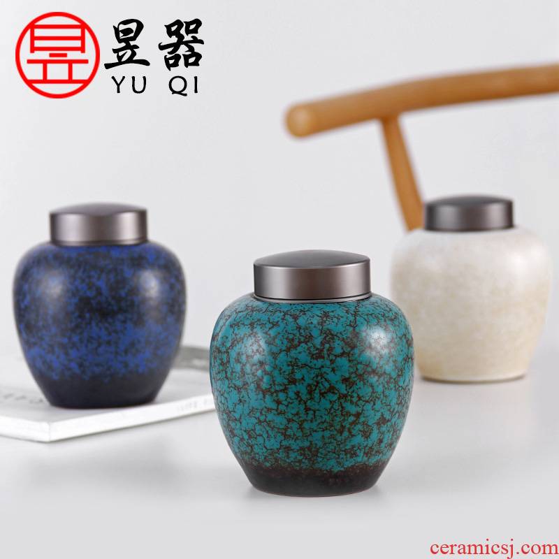 Yu is coarse porcelain tin cover some ceramic household store tea loose tea caddy fixings seal pot tea accessories and tea