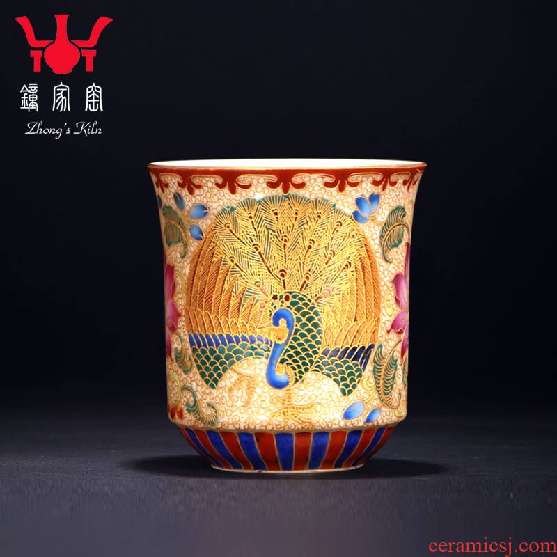 Clock home trade, one cup of single CPU jingdezhen tea set manually wire inlay enamel color peacock kunfu tea cups