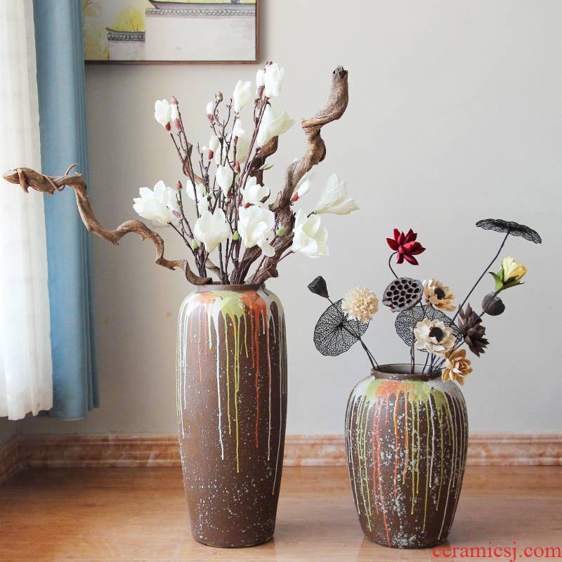 The Flow of jingdezhen glaze vase landing restoring ancient ways coarse dry flower, flower implement some ceramic jar jar earthenware do old big flowerpot soft