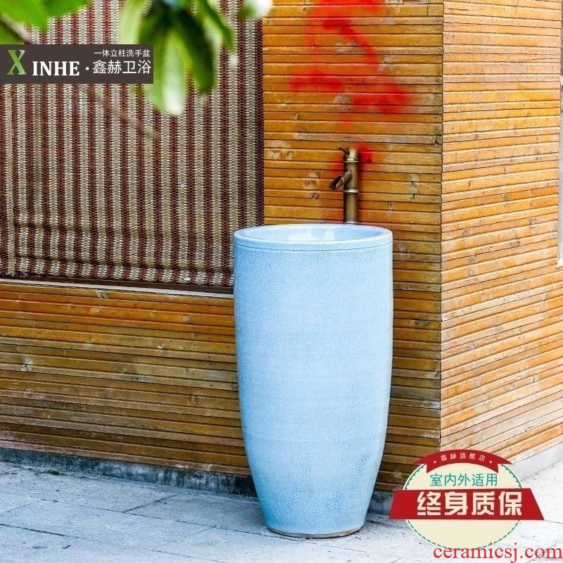 Jingdezhen ceramic basin sink one floor column column lavatory art lavatory toilet, the balcony
