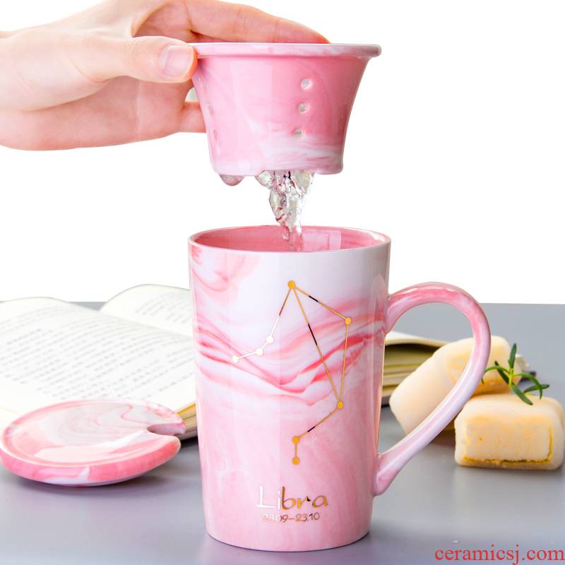Creative Nordic ins lovely ceramic cup children ultimately responds a cup of household) filtering cup mark cup with a spoon