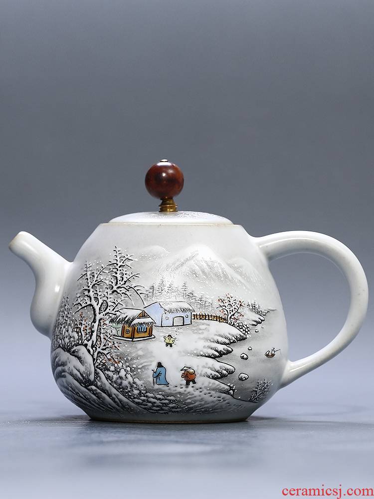 Jingdezhen hand - made snow checking ceramic teapot single pot of your up household more little teapot single flower pot