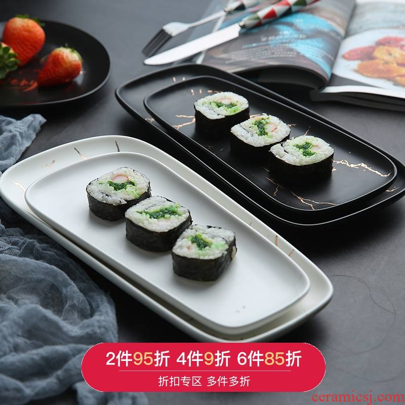 Nordic secret ins wind ceramic plates of sushi flat pallet dessert for creative see colour marble