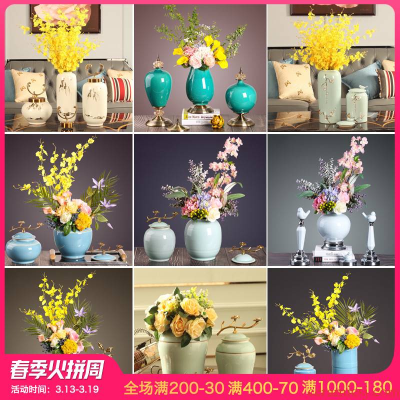 The New Chinese vase furnishing articles sitting room flower arranging flowers European modern example room table soft ceramic handicraft ornament