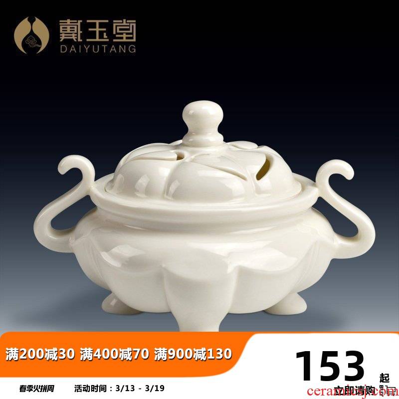 Yutang dai dehua ceramic aroma stove lotus Buddhism Buddha with supplies offer incense buner/meditation furnace D15-12