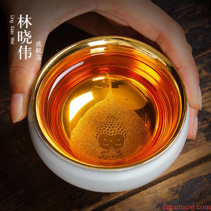 24 k gold master cup gold single cup sample tea cup kung fu tea set maitreya to use gold ceramic tea cups