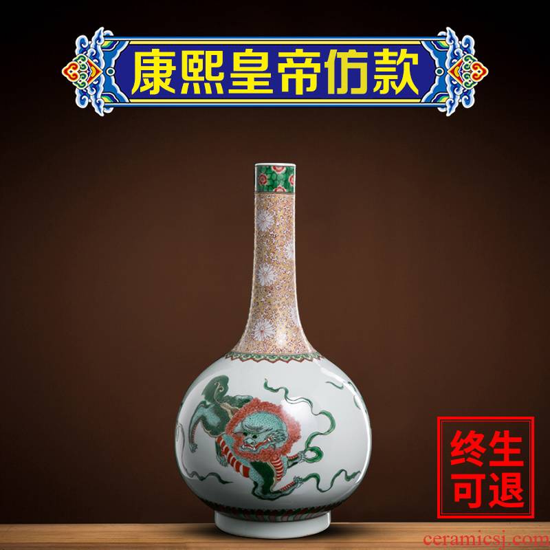Ning home furnishing articles sealed up with Chinese jingdezhen porcelain three lions grain gall bladder household art antique vase decoration