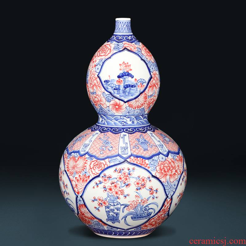 Imitation of qianlong hand - made of blue and white porcelain of jingdezhen ceramics sweet fortune gourd vases and Chinese style furnishing articles large living room