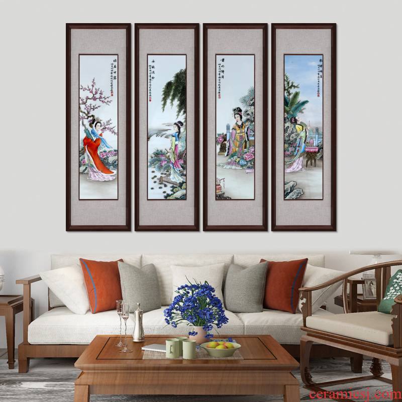 Jingdezhen porcelain plate the four most beautiful women four Chinese style screen painting the living room with ceramic wall hanging hangs a picture box porch hang mural