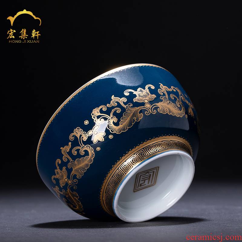 Jingdezhen blue and white landscape ceramic hand - made master cup single CPU ji blue individual cup cup paint sample tea cup bowl